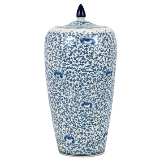 Beautiful Blue and White Lotus Porcelain Melon Jar 19"