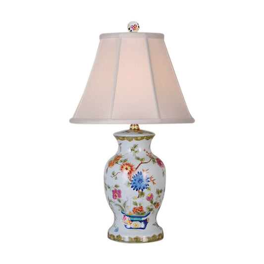 Beautiful Floral Chinese Porcelain Vase Table Lamp 21"
