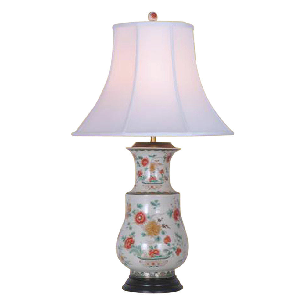 Beautiful Floral Chinese Porcelain Vase Table Lamp 34"