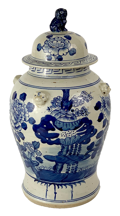 Beautiful Vintage Style Floral Pattern Porcelain Temple Jar 20"