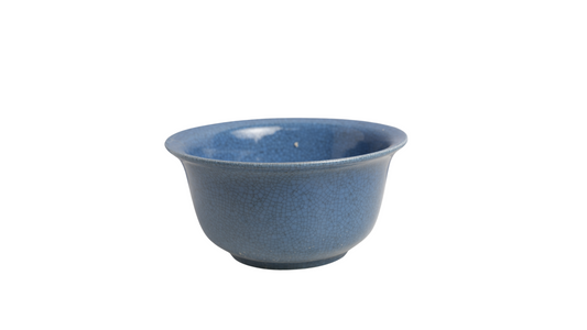 Crackle Blue Porcelain Lipped Bowl 10" Diameter