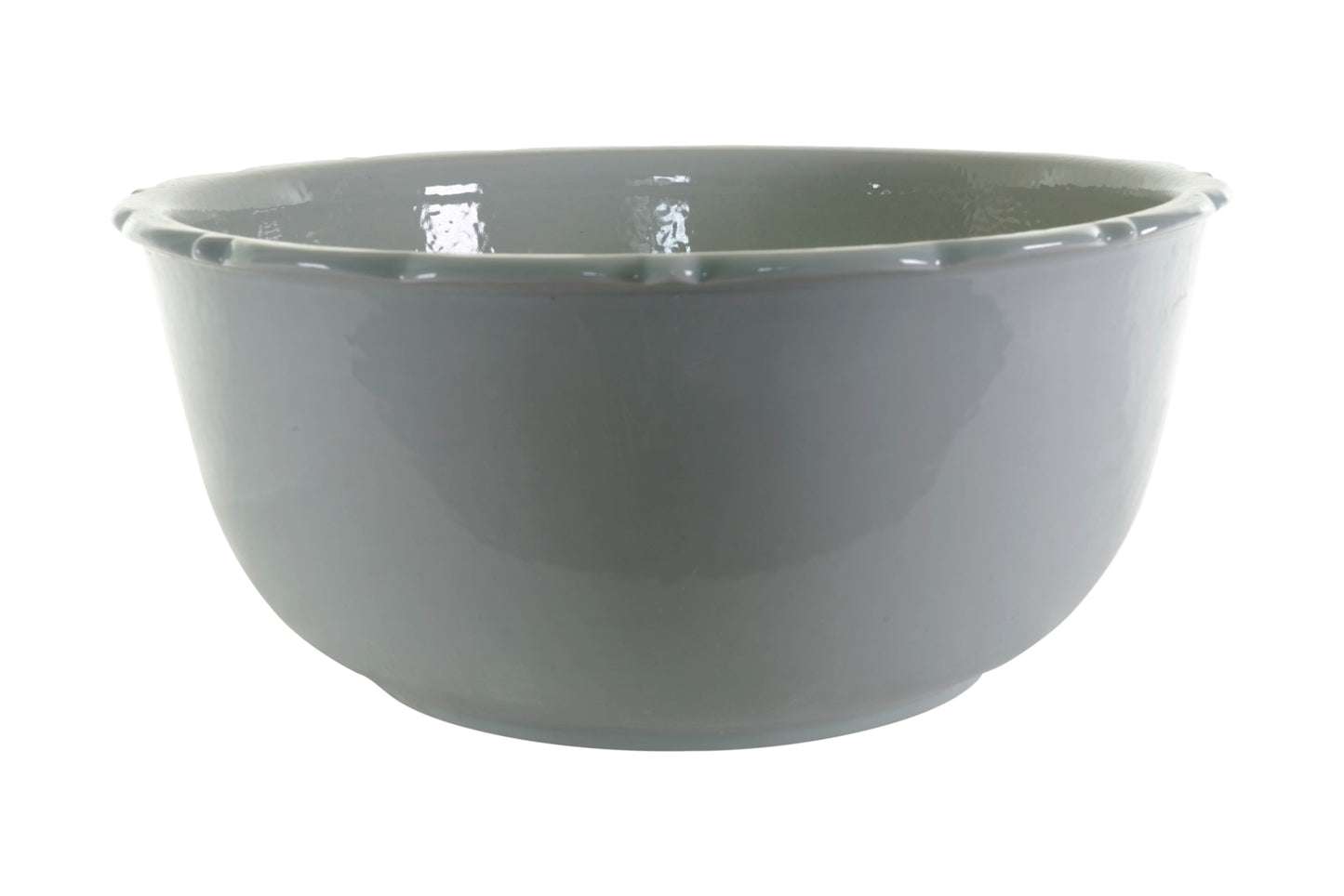 Chinese White Scalloped Rim Porcelain Bowl 14" Diameter