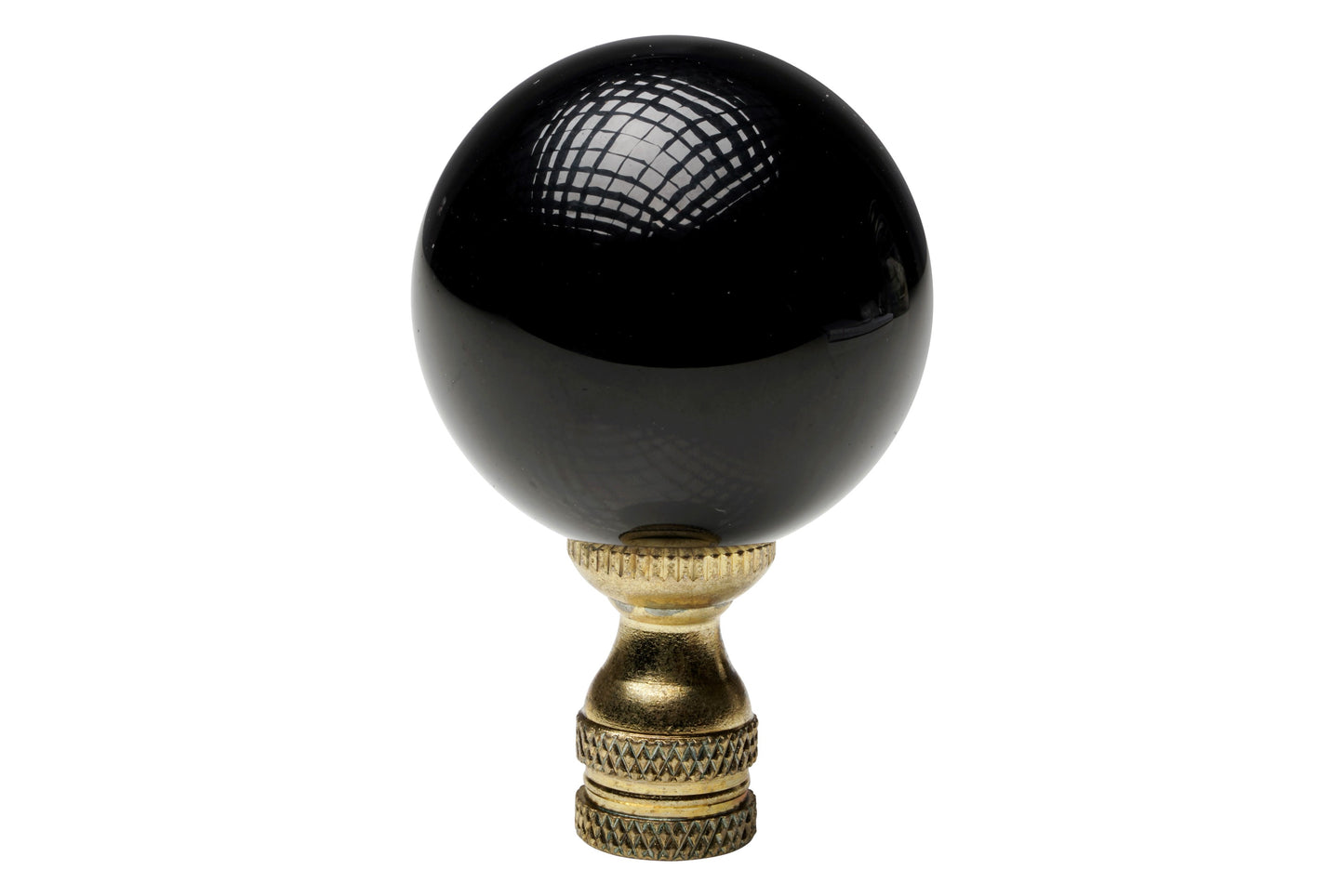 Black Crystal Ball Table Lamp Finial Gold Hardware 2.5"
