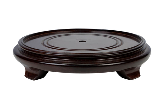 Chinese Wood Low Round Wooden Base Dark Brown Color 2" to 14"