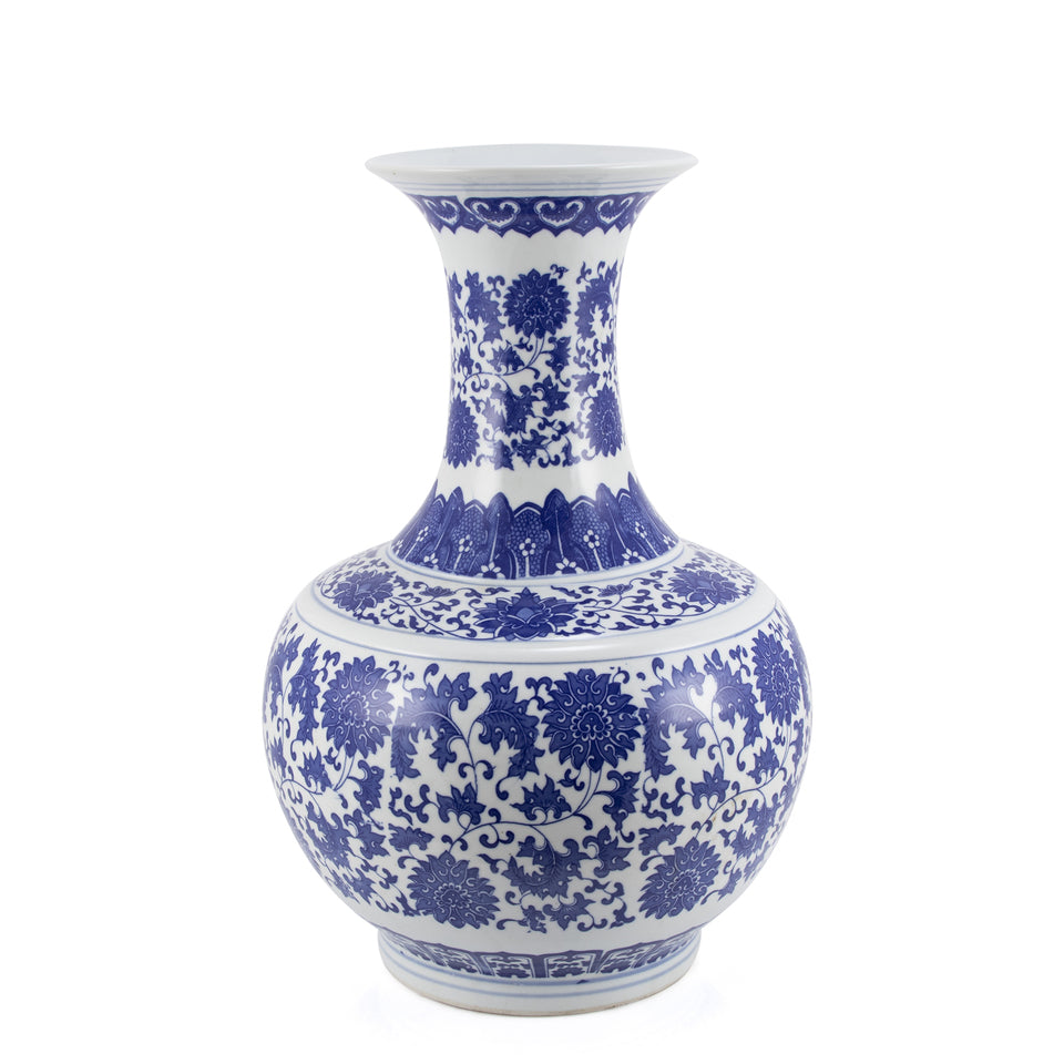 Blue And White Porcelain Lotus Vase