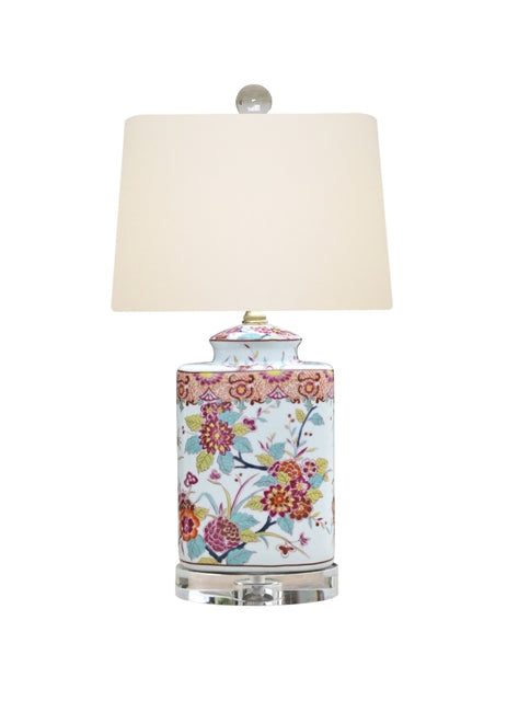 Floral Oval Porcelain Table Lamp 21"