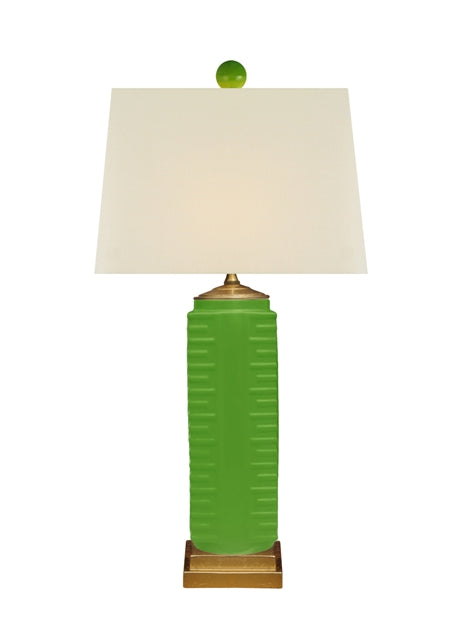 Green Porcelain Square Vase Lamp 27"