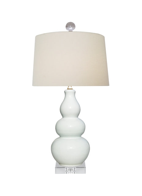 White Cloud Porcelain Gourd Vase Table Lamp 22"