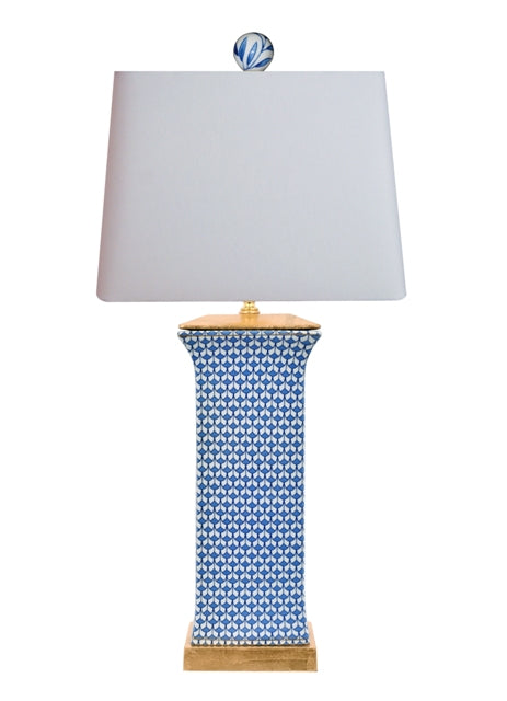 Blue and White Geometric Vase Table Lamp 28"