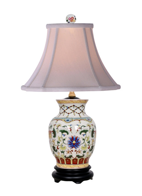 Floral Motif Porcelain Vase Table Lamp 20.5