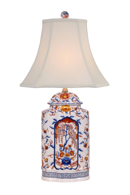 Chinese Porcelain Imari Scallop Ginger Jar Table Lamp Bird Floral Motif 25"