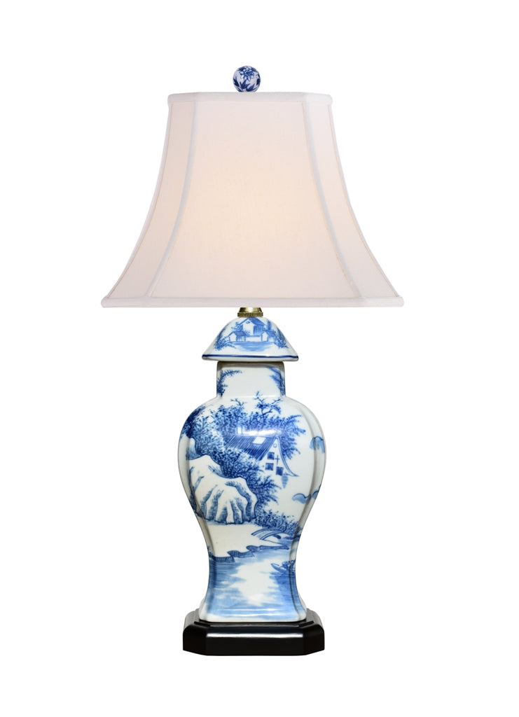 Blue and White Jar Porcelain Lamp 22"