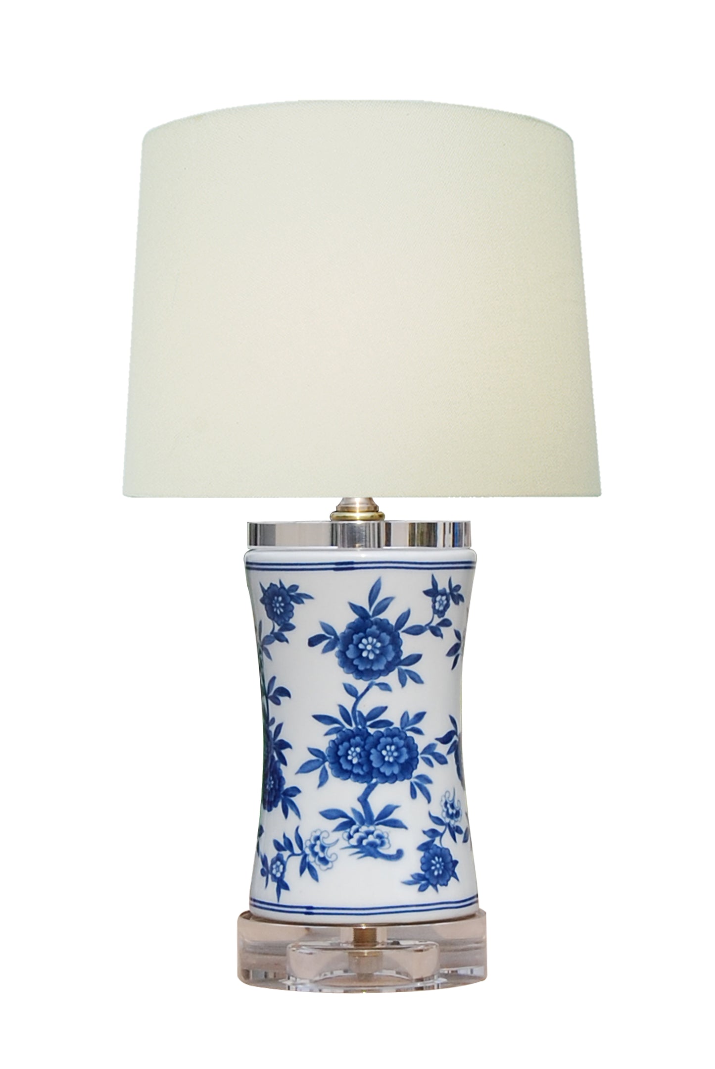 Blue and white Mini Floral Vase Lamp 14.5"