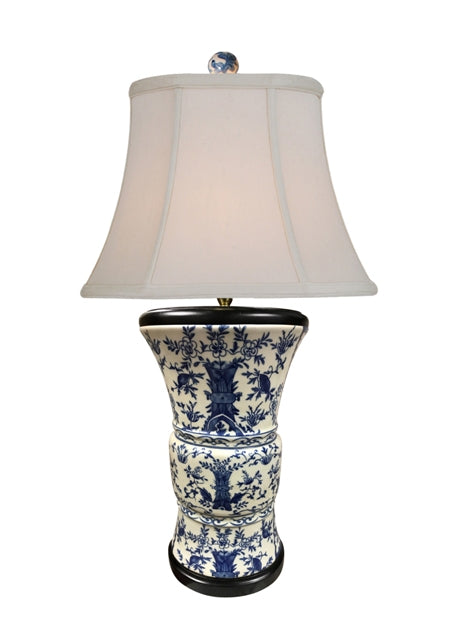 Blue and White Floral Vase Porcelain Table Lamp 30"