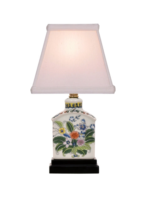 Floral Tea Caddy Porcelain Lamp 13"