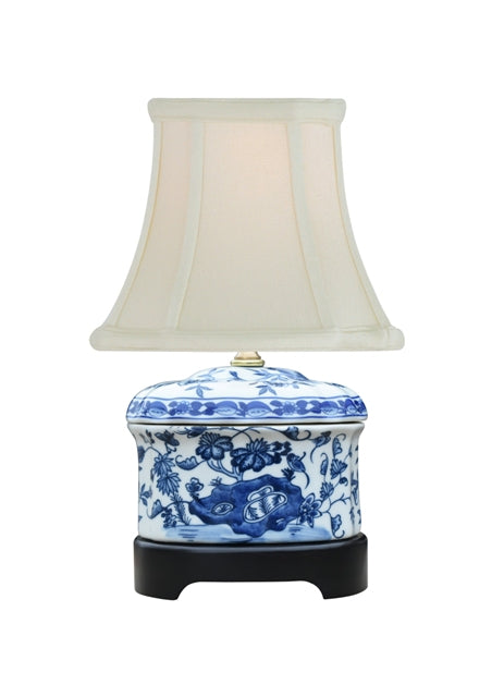 Floral Blue and White Porcelain Jar Lamp 14"