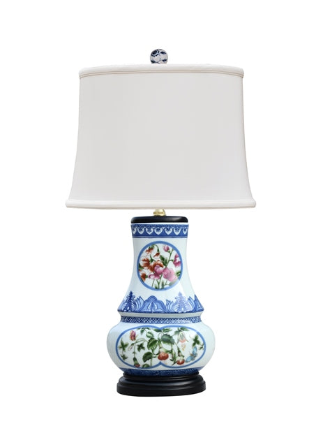 Tradtional Porcelain Floral Oval Porcelain Table Lamp 24"