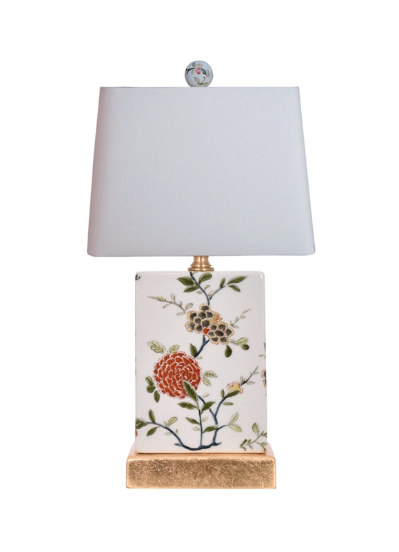 Floral Square Porcelain Table Lamp 14.5"
