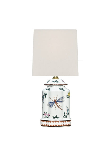 Floral Dragonfly Porcelain Lamp 13"