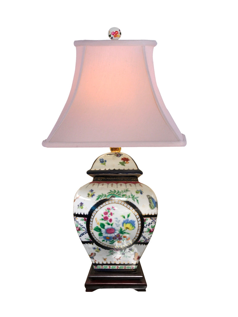 Floral Porcelain Jar Table Lamp 24"