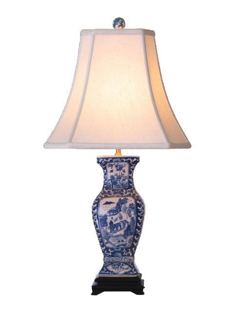 Blue and white Floral Vase Table Lamp 27"
