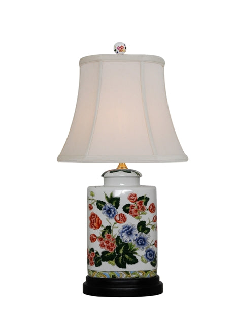 Oval Floral Porcelain Table Lamp 21"