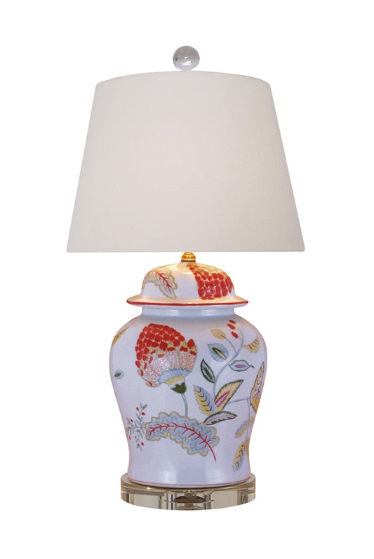 Floral Fruit Porcelain Temple Jar Lamp 28"