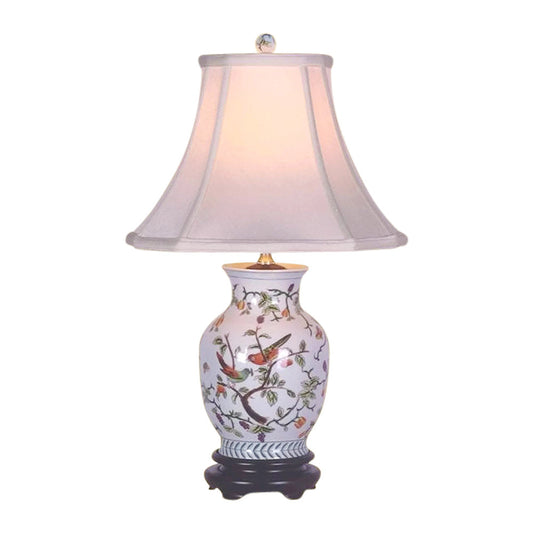 Chinese Porcelain Bird on Floral Twig Motif Vase Table Lamp 20.5"