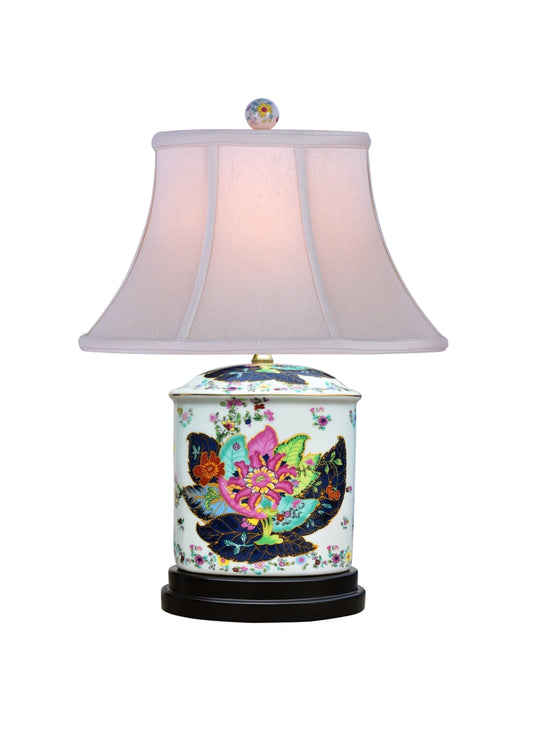 Tobacco Leaf Oval Jar Pocelain Table Lamp 18"
