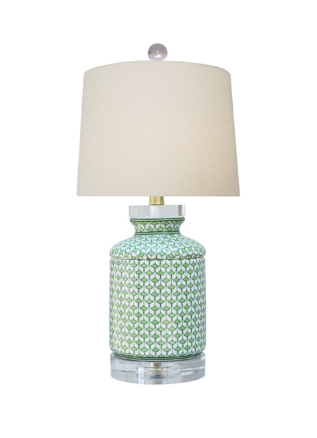 Green Scale Porcelain Tissue Box Lamp 17"