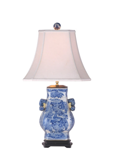 Blue and White Vine Porcelain Vase Table Lamp 28"