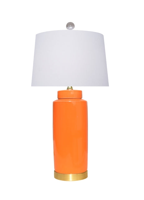 Orange Porcelain Jar Lamp 23"