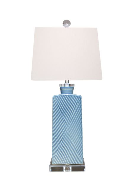 Sky Blue Porcelain Patterned Vase Table Lamp 28"