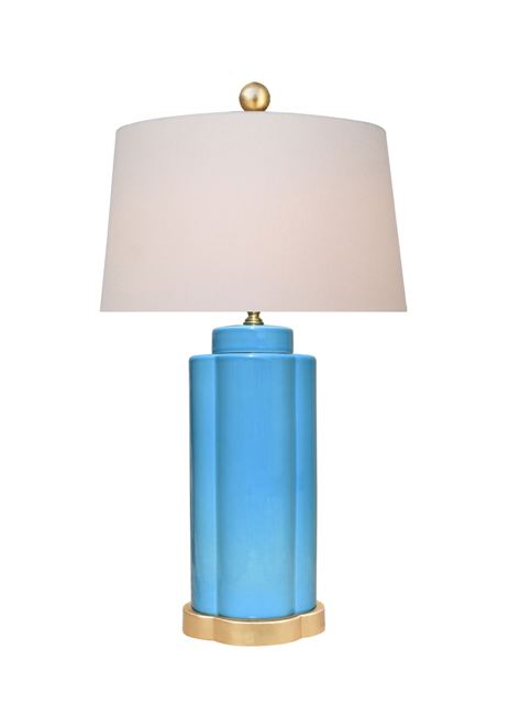 Blue Scalloped Shape Porcelain Jar Table Lamp 25"