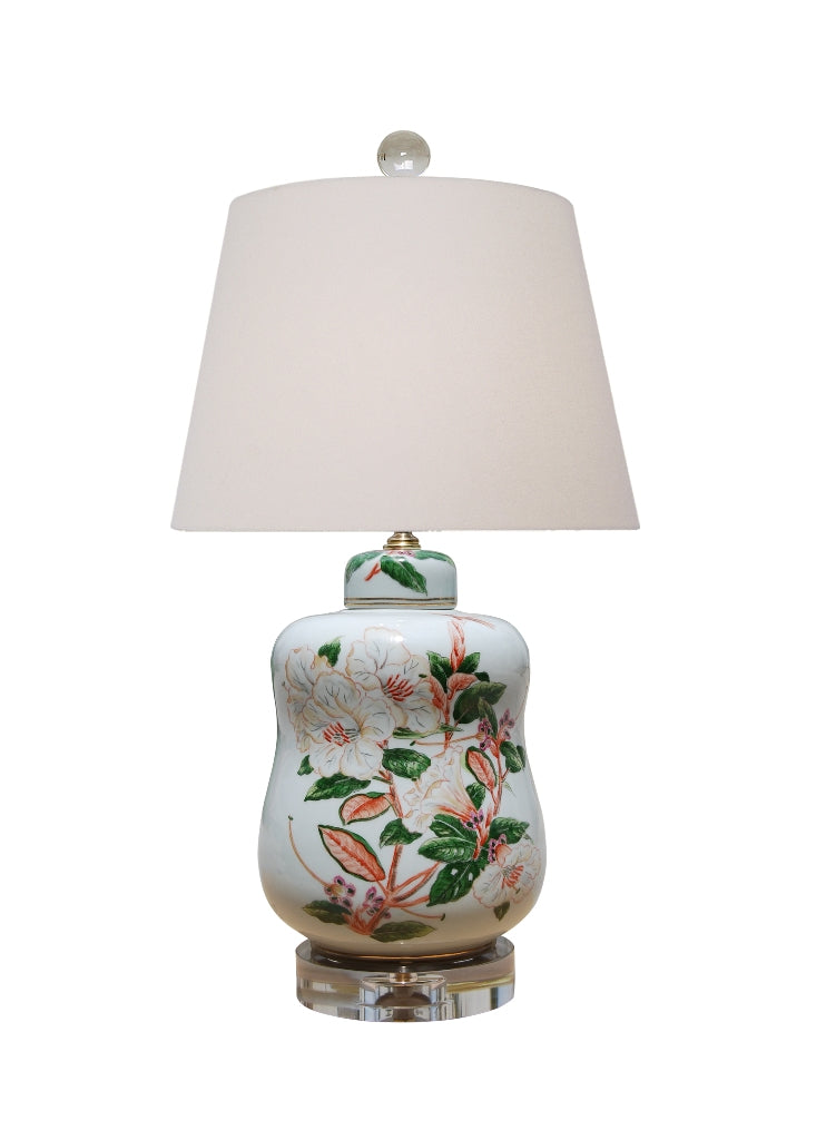 Plump Floral Porcelain Vase Table Lamp 22.5"
