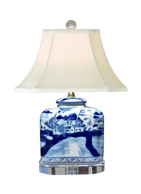 Square Landscape Porcelain Jar Table Lamp 19.5"
