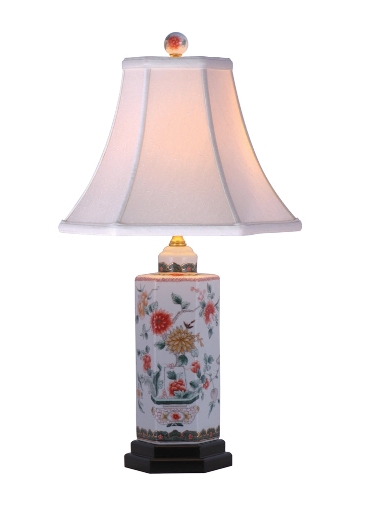 Floral Hexagonal Jar Table Lamp 24.5"