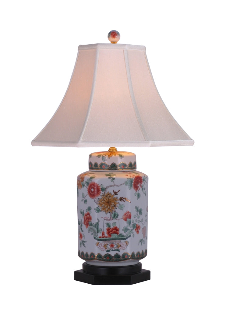 Floral Hexagonal Jar Lamp 26"