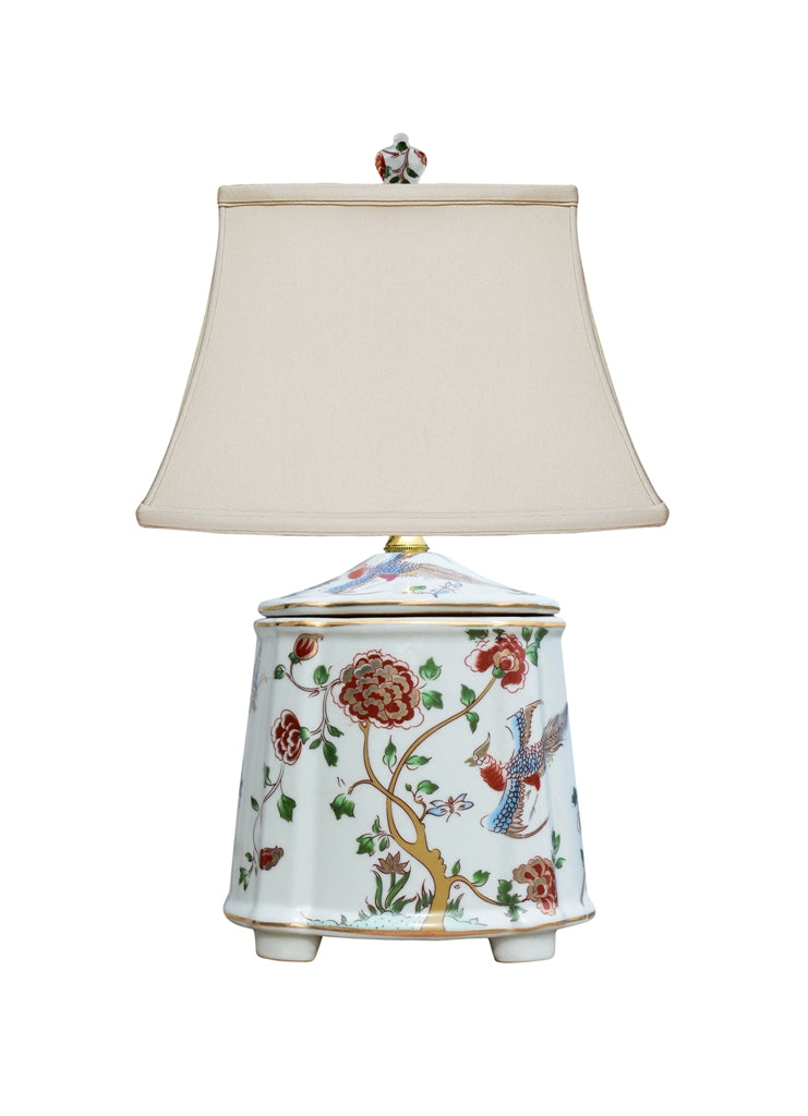 Floral Phoenix Porcelain Jar Lamp 14"
