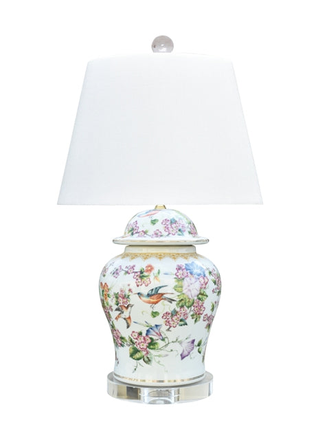 Floral Porcelain Temple Jar Table Lamp 28"