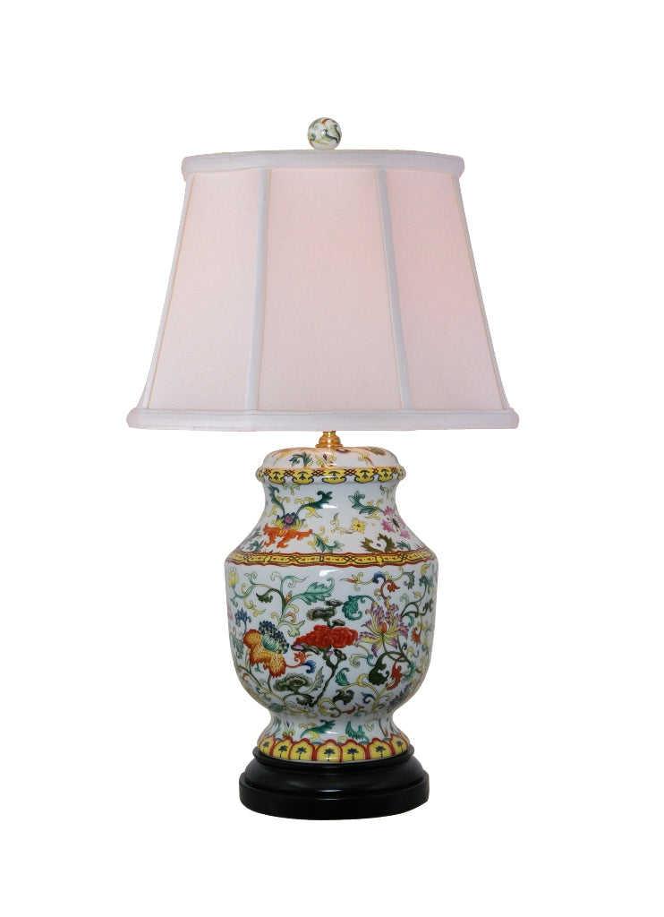 Floral Urn Porcelain Table Lamp 25.5"