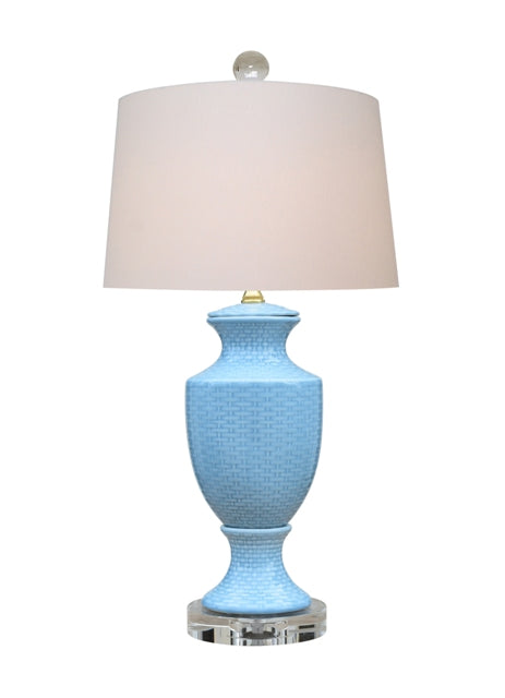 Ice Blue Porcelain Vase Lamp 24"