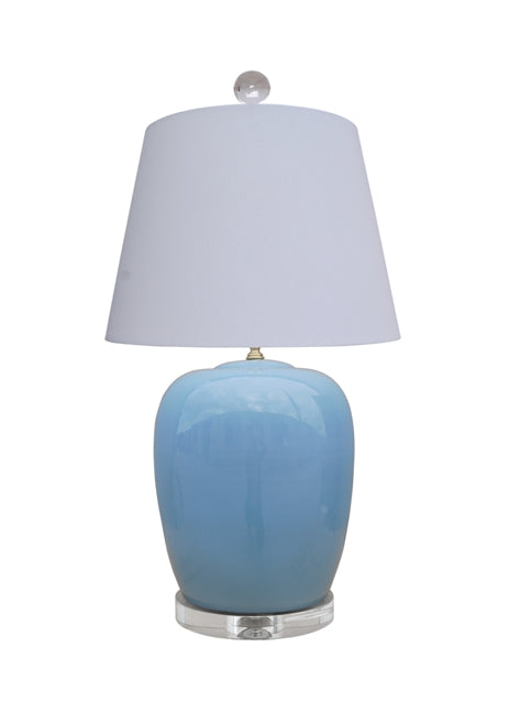 Ice Blue Porcelain Ginger Jar Table Lamp 26"