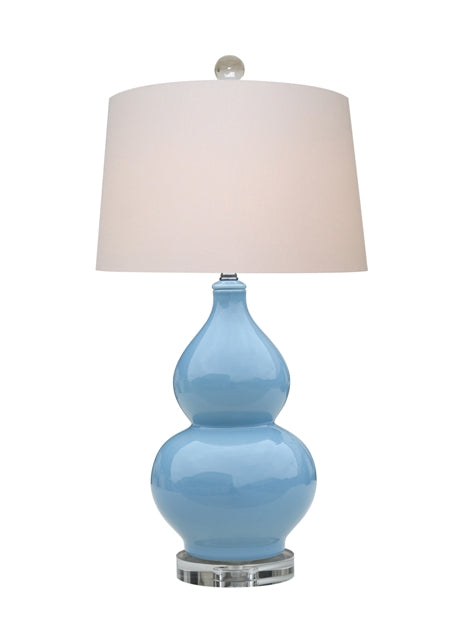 Ice Blue Porcelain Gourd Vase Table Lamp 26"