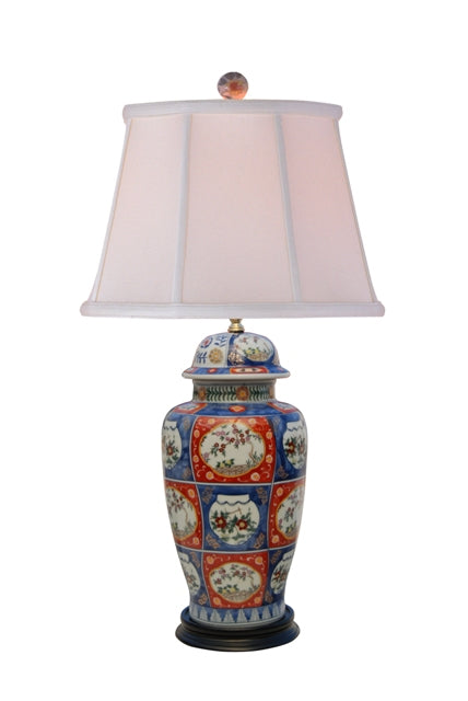 Imari Style Porcelain Temple Jar Table Lamp 31"