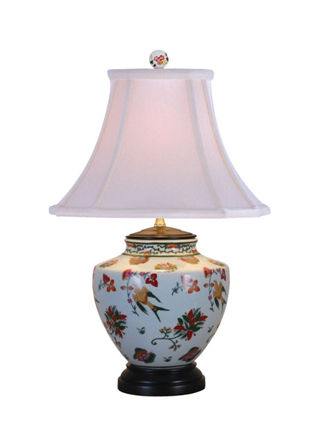 Floral Bird Porcelain Vase Table Lamp 22.5"
