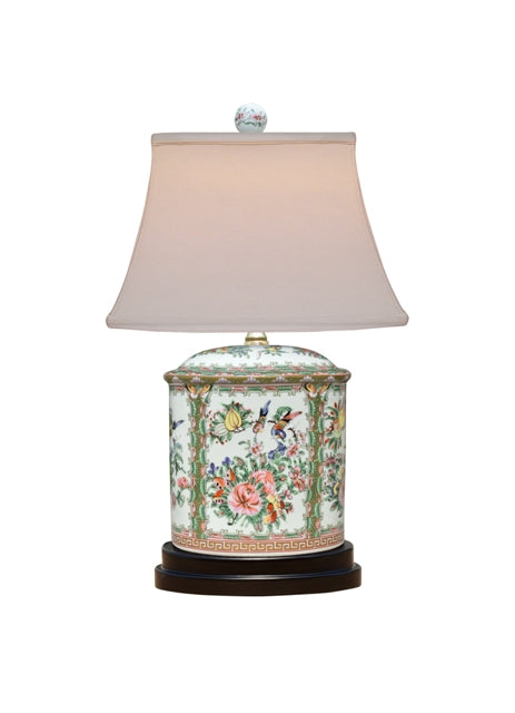 Oval Rose Medallion Porcelain Table Lamp 18"
