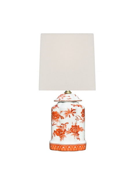 Mini Orange Floral Jar Lamp 13"