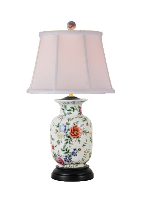 Floral Motif Porcelain Vase Table Lamp 23"