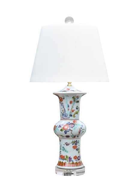 Floral Porcelain Lotus Vase Table Lamp 26.5"